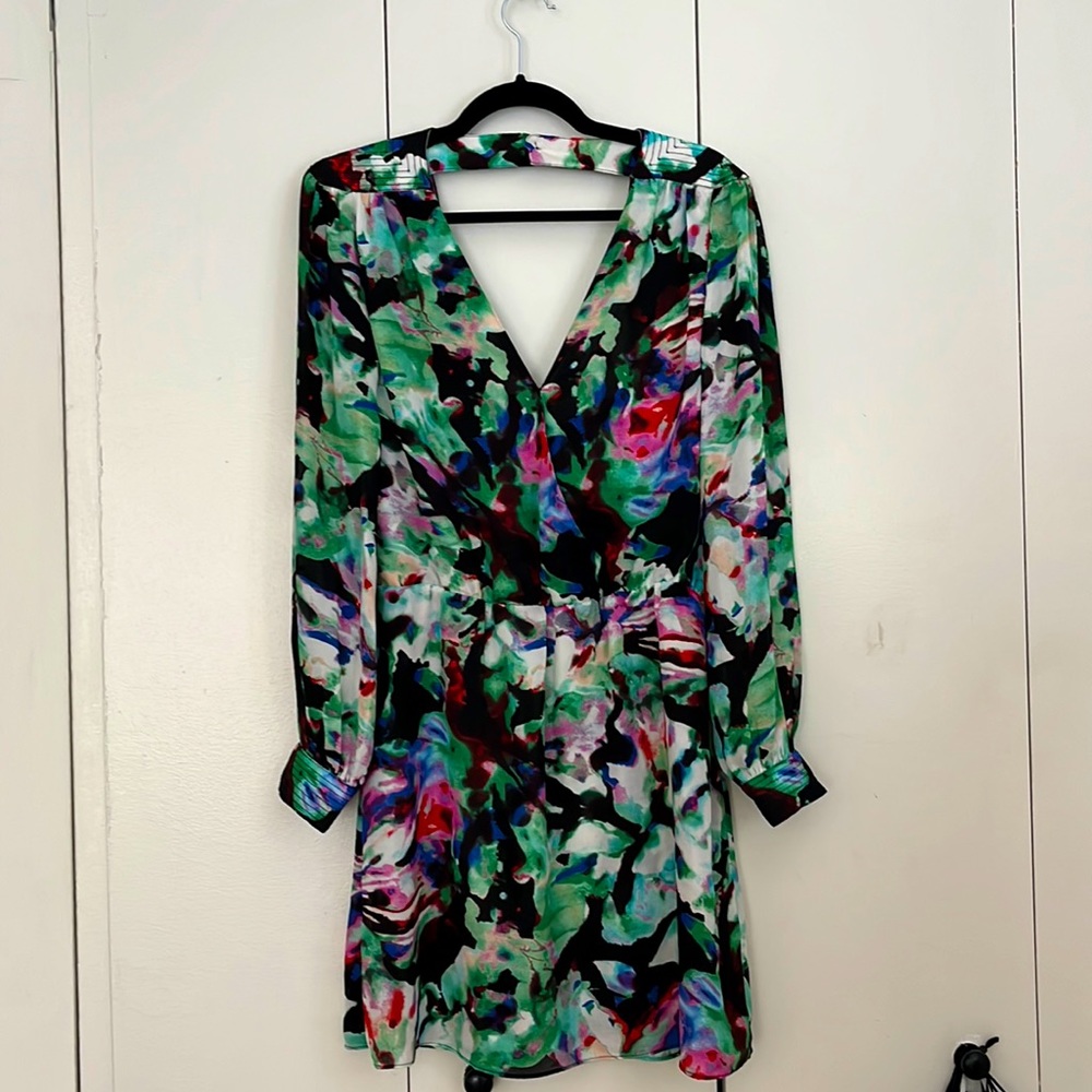 SOLD - Parker Lila Surplice Night Garden Floral Faux Wrap Dress